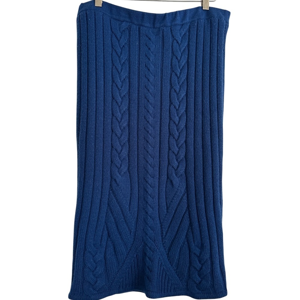 New York & Company Eva Mendes Blue Cable Knit Pencil Skirt Size X-Large